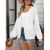 imageZeagoo 2025 Womens Cardigan Casual Long Sleeve Lightweight Crochet Shrug V Neck Tops Button Down Soft Knit SweaterWhite