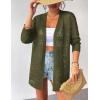 imageZeagoo Womens 2025 Summer Crochet Cardigan Sweaters Lightweight Long Sleeve Open Front Kimono Boho Knit Cover UpsArmy Green