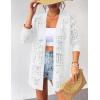 imageZeagoo Womens 2025 Summer Crochet Cardigan Sweaters Lightweight Long Sleeve Open Front Kimono Boho Knit Cover UpsAwhite