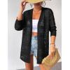 imageZeagoo Womens 2025 Summer Crochet Cardigan Sweaters Lightweight Long Sleeve Open Front Kimono Boho Knit Cover UpsBlack
