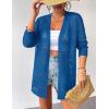 imageZeagoo Womens 2025 Summer Crochet Cardigan Sweaters Lightweight Long Sleeve Open Front Kimono Boho Knit Cover UpsBlue