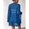 imageZeagoo Womens 2025 Summer Crochet Cardigan Sweaters Lightweight Long Sleeve Open Front Kimono Boho Knit Cover UpsBlue