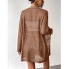 imageZeagoo Womens 2025 Summer Crochet Cardigan Sweaters Lightweight Long Sleeve Open Front Kimono Boho Knit Cover UpsBrown
