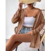 imageZeagoo Womens 2025 Summer Crochet Cardigan Sweaters Lightweight Long Sleeve Open Front Kimono Boho Knit Cover UpsBrown