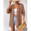 imageZeagoo Womens 2025 Summer Crochet Cardigan Sweaters Lightweight Long Sleeve Open Front Kimono Boho Knit Cover UpsBrown