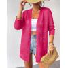 imageZeagoo Womens 2025 Summer Crochet Cardigan Sweaters Lightweight Long Sleeve Open Front Kimono Boho Knit Cover UpsHot Pink