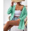 imageZeagoo Womens 2025 Summer Crochet Cardigan Sweaters Lightweight Long Sleeve Open Front Kimono Boho Knit Cover UpsLight Green