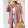 imageZeagoo Womens 2025 Summer Crochet Cardigan Sweaters Lightweight Long Sleeve Open Front Kimono Boho Knit Cover UpsPink