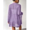 imageZeagoo Womens 2025 Summer Crochet Cardigan Sweaters Lightweight Long Sleeve Open Front Kimono Boho Knit Cover UpsPurple