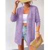 imageZeagoo Womens 2025 Summer Crochet Cardigan Sweaters Lightweight Long Sleeve Open Front Kimono Boho Knit Cover UpsPurple