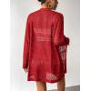 imageZeagoo Womens 2025 Summer Crochet Cardigan Sweaters Lightweight Long Sleeve Open Front Kimono Boho Knit Cover UpsWine Red