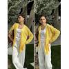 imageZeagoo Womens 2025 Summer Crochet Cardigan Sweaters Lightweight Long Sleeve Open Front Kimono Boho Knit Cover UpsYellow
