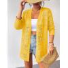 imageZeagoo Womens 2025 Summer Crochet Cardigan Sweaters Lightweight Long Sleeve Open Front Kimono Boho Knit Cover UpsYellow