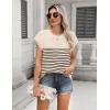 imageZeagoo Womens Cap Sleeve Sweaters Vest Crew Neck Knit Sweater Tops 2025 Casual Summer Sleeveless T Shirt34 Stripe Black