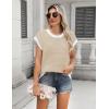 imageZeagoo Womens Cap Sleeve Sweaters Vest Crew Neck Knit Sweater Tops 2025 Casual Summer Sleeveless T ShirtAwhite
