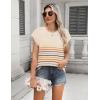 imageZeagoo Womens Cap Sleeve Sweaters Vest Crew Neck Knit Sweater Tops 2025 Casual Summer Sleeveless T ShirtColorful Stripe