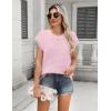 imageZeagoo Womens Cap Sleeve Sweaters Vest Crew Neck Knit Sweater Tops 2025 Casual Summer Sleeveless T ShirtPink