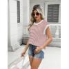 imageZeagoo Womens Cap Sleeve Sweaters Vest Crew Neck Knit Sweater Tops 2025 Casual Summer Sleeveless T ShirtStripe Red