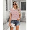 imageZeagoo Womens Cap Sleeve Sweaters Vest Crew Neck Knit Sweater Tops 2025 Casual Summer Sleeveless T ShirtStripe Red
