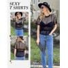 imageZeagoo Womens Mesh T Shirts Short Sleeve Casual Tops Hollow Out Pullover Shirts Crewneck Sexy Fishnet Crop Tee SXXLAblack