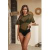 imageZeagoo Womens Mesh T Shirts Short Sleeve Casual Tops Hollow Out Pullover Shirts Crewneck Sexy Fishnet Crop Tee SXXLDark Green