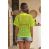 imageZeagoo Womens Mesh T Shirts Short Sleeve Casual Tops Hollow Out Pullover Shirts Crewneck Sexy Fishnet Crop Tee SXXLLemon Green