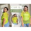 imageZeagoo Womens Mesh T Shirts Short Sleeve Casual Tops Hollow Out Pullover Shirts Crewneck Sexy Fishnet Crop Tee SXXLLemon Green