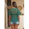imageZeagoo Womens Mesh T Shirts Short Sleeve Casual Tops Hollow Out Pullover Shirts Crewneck Sexy Fishnet Crop Tee SXXLMint Green