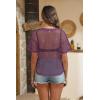imageZeagoo Womens Mesh T Shirts Short Sleeve Casual Tops Hollow Out Pullover Shirts Crewneck Sexy Fishnet Crop Tee SXXLPurple