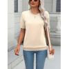 imageZeagoo Womens Summer Short Sleeve Tops Crew Neck Lightweight Pullover Sweaters Loose Dressy Casual Blouse Basic ClothesApricot