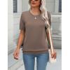 imageZeagoo Womens Summer Short Sleeve Tops Crew Neck Lightweight Pullover Sweaters Loose Dressy Casual Blouse Basic ClothesBrown