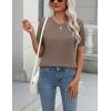 imageZeagoo Womens Summer Short Sleeve Tops Crew Neck Lightweight Pullover Sweaters Loose Dressy Casual Blouse Basic ClothesBrown