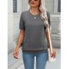 imageZeagoo Womens Summer Short Sleeve Tops Crew Neck Lightweight Pullover Sweaters Loose Dressy Casual Blouse Basic ClothesDark Gray