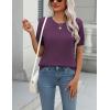 imageZeagoo Womens Summer Short Sleeve Tops Crew Neck Lightweight Pullover Sweaters Loose Dressy Casual Blouse Basic ClothesDark Purple