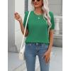 imageZeagoo Womens Summer Short Sleeve Tops Crew Neck Lightweight Pullover Sweaters Loose Dressy Casual Blouse Basic ClothesGreen