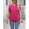 imageZeagoo Womens Summer Short Sleeve Tops Crew Neck Lightweight Pullover Sweaters Loose Dressy Casual Blouse Basic ClothesHot Pink