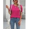 imageZeagoo Womens Summer Short Sleeve Tops Crew Neck Lightweight Pullover Sweaters Loose Dressy Casual Blouse Basic ClothesHot Pink