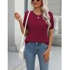imageZeagoo Womens Summer Short Sleeve Tops Crew Neck Lightweight Pullover Sweaters Loose Dressy Casual Blouse Basic ClothesWine Red