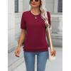 imageZeagoo Womens Summer Short Sleeve Tops Crew Neck Lightweight Pullover Sweaters Loose Dressy Casual Blouse Basic ClothesWine Red