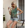 imageZeagoo Womens Tank Tops 2025 Loose Button Down V Neck Flowy Summer Tops Basic Trendy Beach Vacation OutfitsGreen Flower