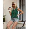 imageZeagoo Womens Tank Tops 2025 Loose Button Down V Neck Flowy Summer Tops Basic Trendy Beach Vacation OutfitsGreen Leaf