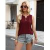 imageZeagoo Womens Tank Tops 2025 Loose Button Down V Neck Flowy Summer Tops Basic Trendy Beach Vacation OutfitsWine Red