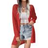 imageZeagoo Womens 2025 Summer Crochet Cardigan Sweaters Lightweight Long Sleeve Open Front Kimono Boho Knit Cover UpsWine Red