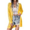 imageZeagoo Womens 2025 Summer Crochet Cardigan Sweaters Lightweight Long Sleeve Open Front Kimono Boho Knit Cover UpsYellow