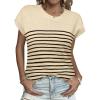 imageZeagoo Womens Cap Sleeve Sweaters Vest Crew Neck Knit Sweater Tops 2025 Casual Summer Sleeveless T Shirt34 Stripe Black