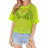 imageZeagoo Womens Mesh T Shirts Short Sleeve Casual Tops Hollow Out Pullover Shirts Crewneck Sexy Fishnet Crop Tee SXXLLemon Green