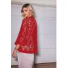 imageZeagoo Kimono Cardigans for Women 34 Sleeves Open Front Lightweight Shrug Lace Jackets for Evening DressesRed