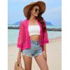imageZeagoo Kimono Cardigans for Women 34 Sleeves Open Front Lightweight Shrug Lace Jackets for Evening DressesRose Red