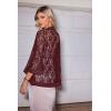 imageZeagoo Kimono Cardigans for Women 34 Sleeves Open Front Lightweight Shrug Lace Jackets for Evening DressesWine Red