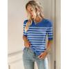 imageZeagoo Women Short Sleeve Sweater Summer Crew Neck Dressy Casual Soft Knit Pullover Tops TrendyBluewhite
